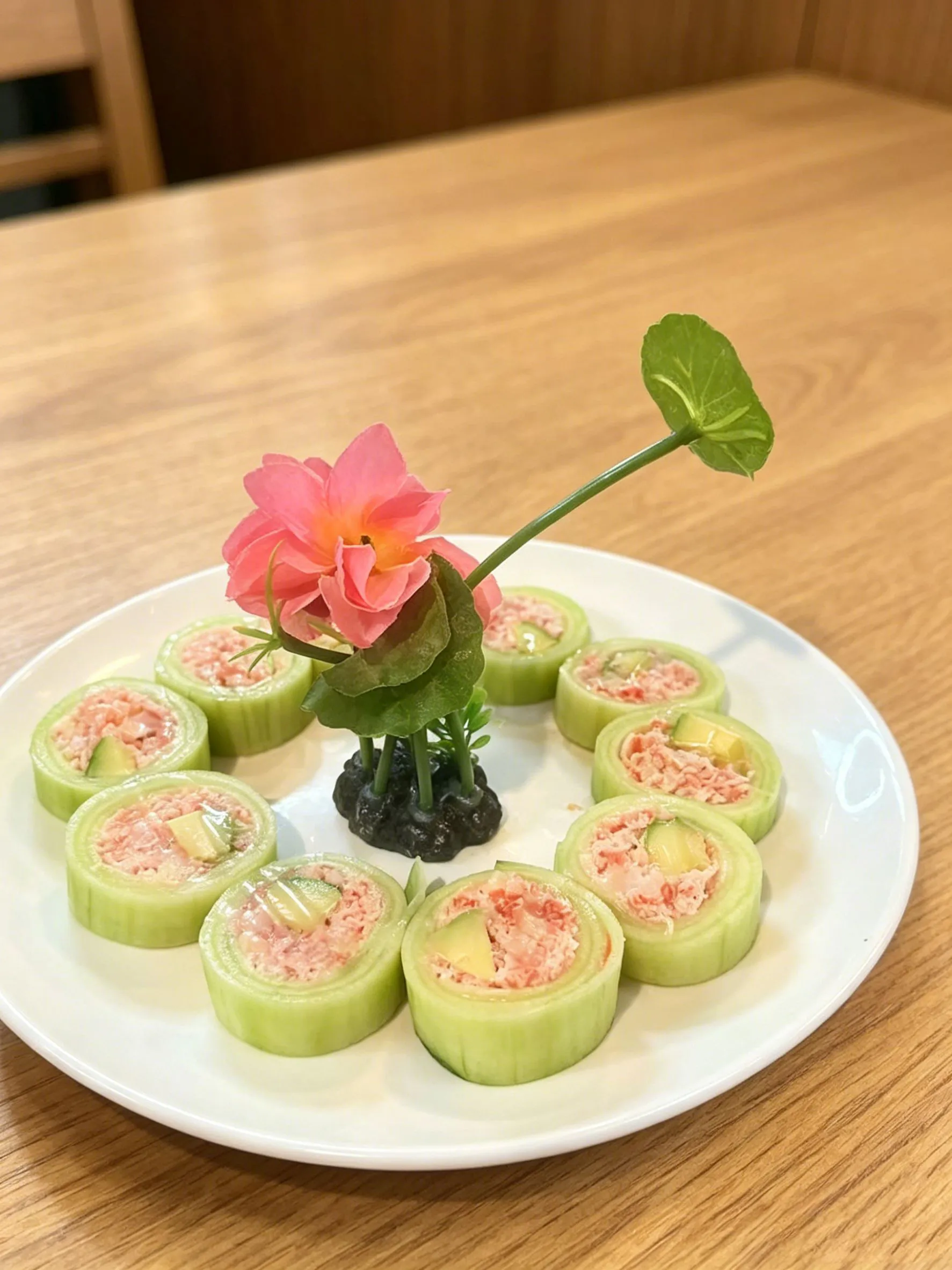 Cucumber-wrapped tuna salad sushi rolls at LA Sushi And Hibachi, a Japanese Restaurant in Santa Fe